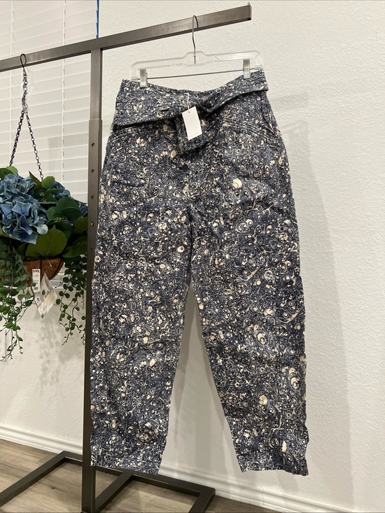 Ulla Johnson Denim - Ulla Johnson Navy and Cream Printed High-Waist Jeans